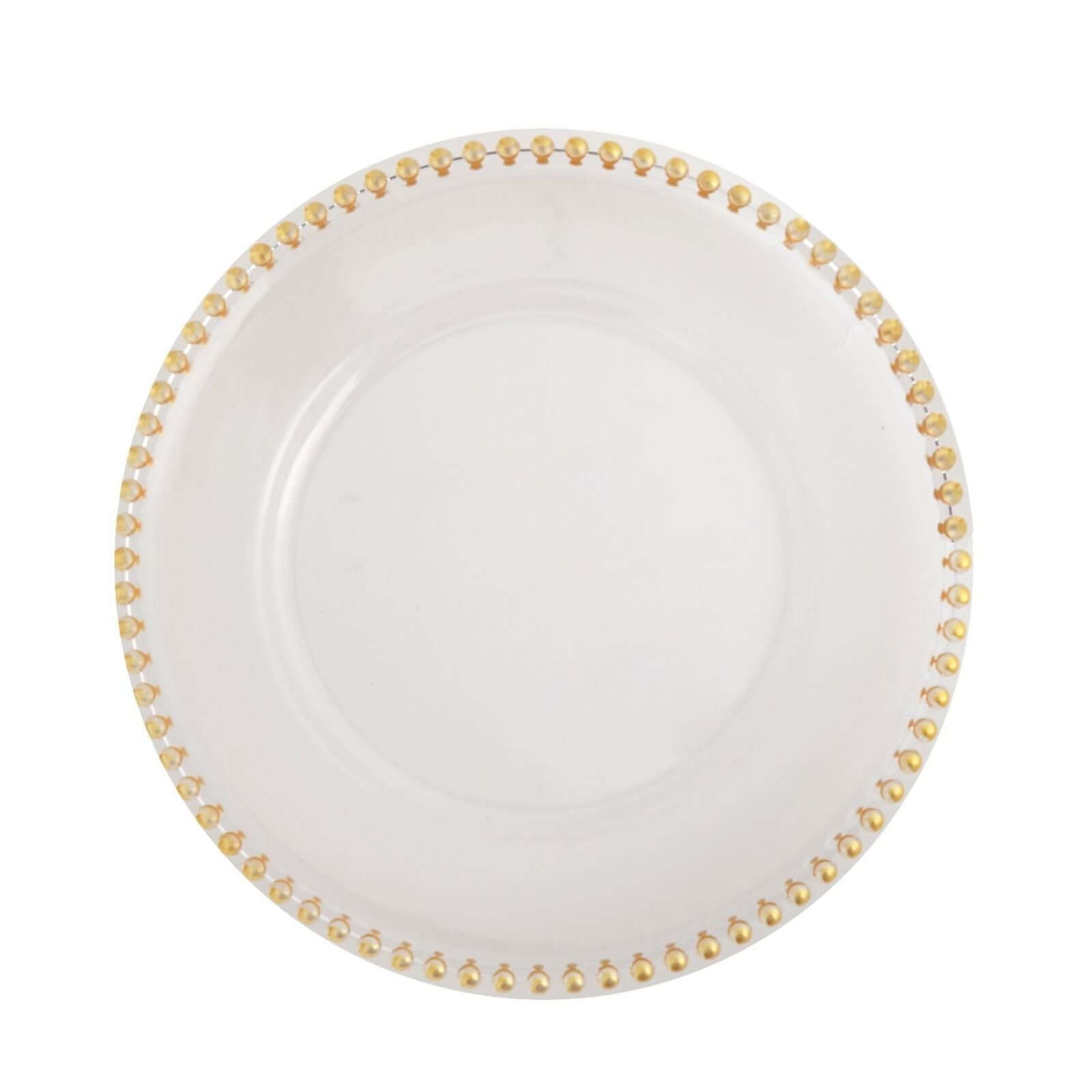 Alternative view of 6-Pack Acrylic Charger Plates 13" Round Clear with Gold Beaded Rim - Decorative Dinner Party Serving Plates